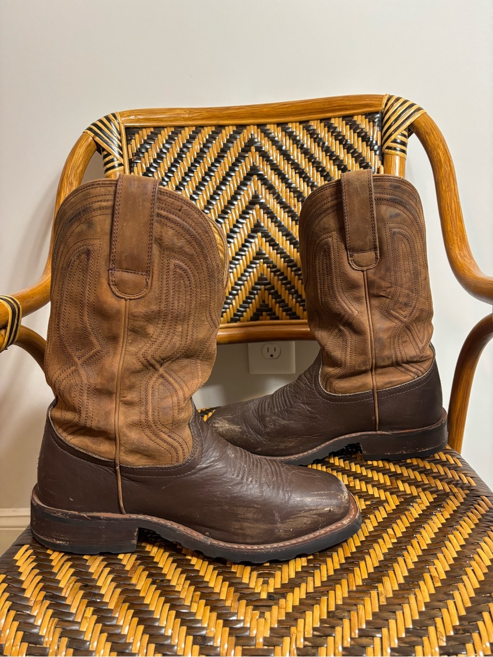 Tecovas The Midland 9.5D Brown Leather Square Toe Cowboy Boots Vibram - Picture 5 of 7